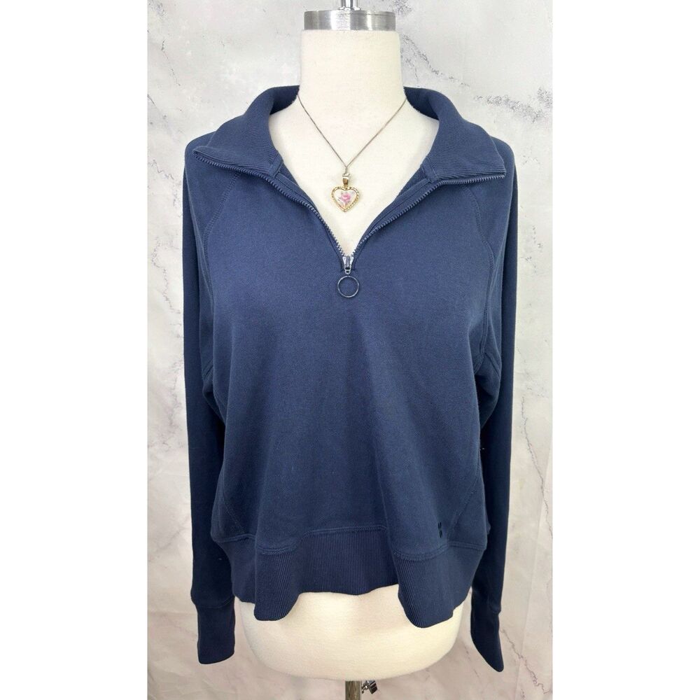 Sweaty Betty Revive Sweater 1/4 zip Pullover  S Sweatshirt Blue Yoga Athleisure